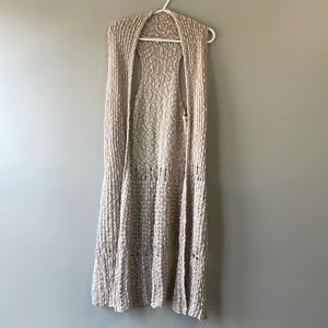 Kismet long knit open front sleeveless cardigan